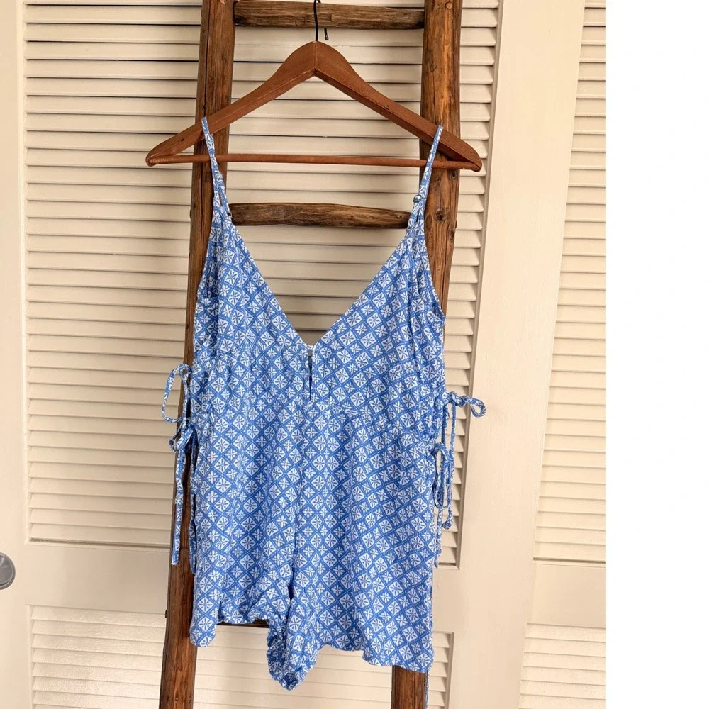 Rip Curl Blue White‎ Geometric Print Women's cover up